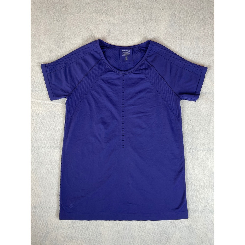 Womens Athleta Momentum Seamless Short Sleeve Tee‎ Purple Cutout Small